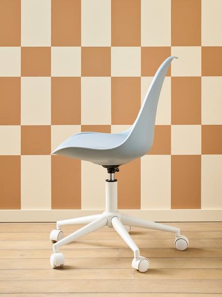 Chaise de bureau enfant à roulettes blanc+bleu+rose+vert - vertbaudet enfant 