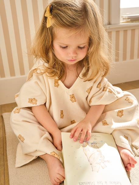 Personaliseerbare baby badponcho PETIT OURS, met gerecycled katoen wit, bedrukt - vertbaudet enfant 