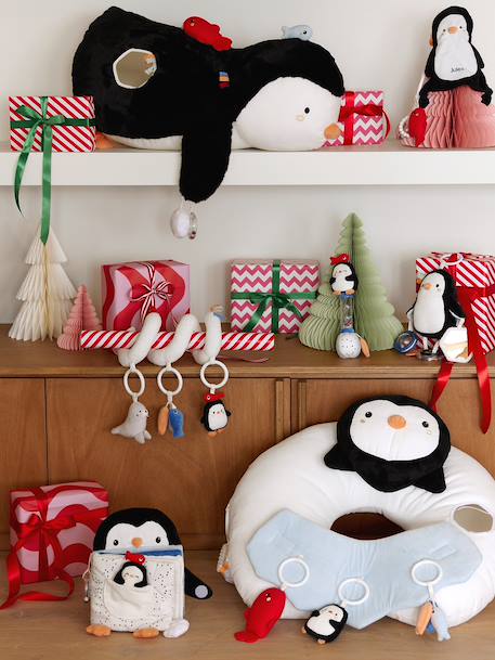 Doudou plat pingouin personnalisable et hochet BANQUISE blanc - vertbaudet enfant 