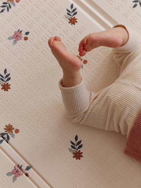 Grand tapis d'activités pliable beige+écru+rose+vert - vertbaudet enfant 