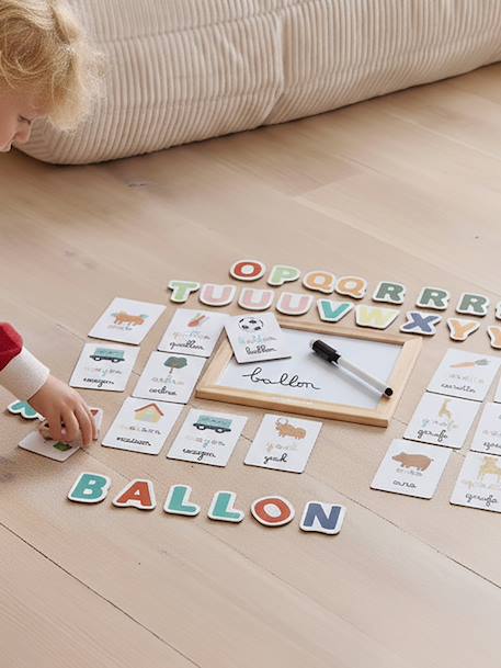 Ardoise d'apprentissage des lettres en bois FSC® blanc - vertbaudet enfant 