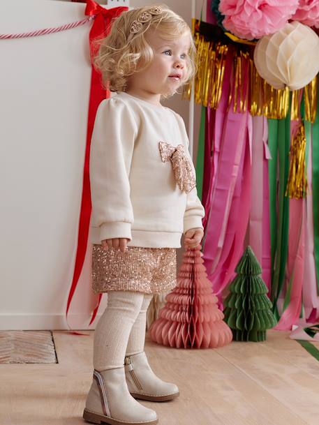 Babyset voor babymeisjes, kerst, sweater, short met pailletten goud - vertbaudet enfant 
