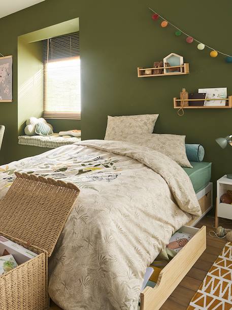 Lit plateforme enfant avec tiroirs SCHOOL BLANC / BOIS - vertbaudet enfant 