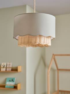 -Abat-jour pour suspension Festons tissu et rotin