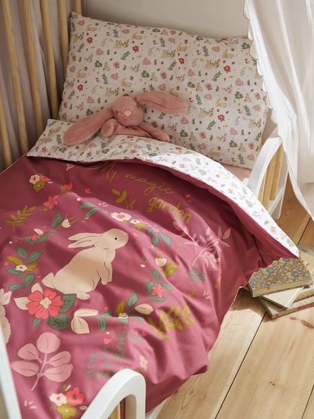 Bedset voor baby's met dekbedovertrek + kussensloop LAPIN ENCHANTÉ oudroze - vertbaudet enfant 