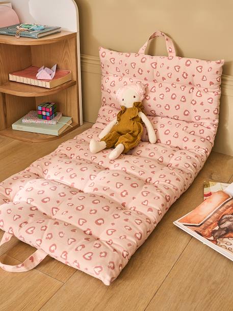 Vloermatras met luipaardprint en handvatten rozen - vertbaudet enfant 