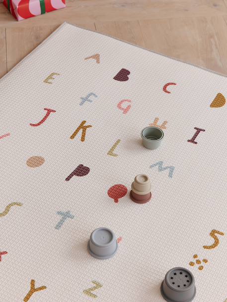 Grand tapis mousse beige+écru - vertbaudet enfant 