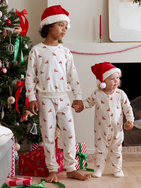 Gemengde babyset babypakje met voetjes muts kerstcapsule ecru - vertbaudet enfant 