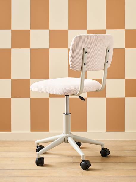 Chaise de bureau à roulettes enfant en velours écru+rose+vert - vertbaudet enfant 
