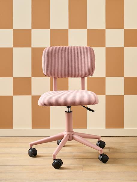 Chaise de bureau à roulettes enfant en velours rose+vert - vertbaudet enfant 