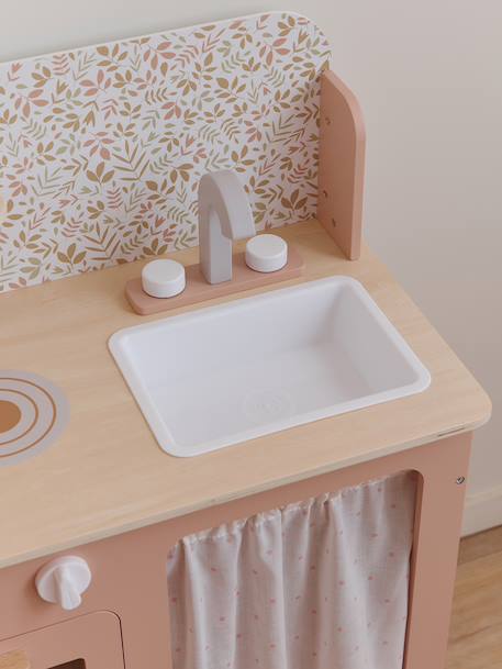Cuisine en bois FSC® avec accessoires écru+rose+vert sauge - vertbaudet enfant 