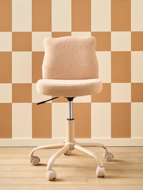 Chaise à roulettes enfant en sherpa Ourson beige - vertbaudet enfant 