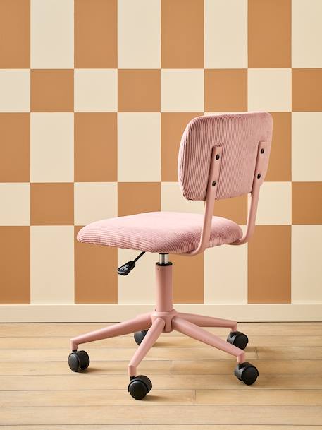 Chaise de bureau à roulettes enfant en velours rose+vert - vertbaudet enfant 
