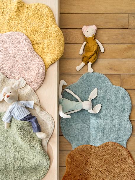 Tapis Nuage éponge bleu grisé+cannelle+écru+moutarde+rose poudré+vert sauge - vertbaudet enfant 