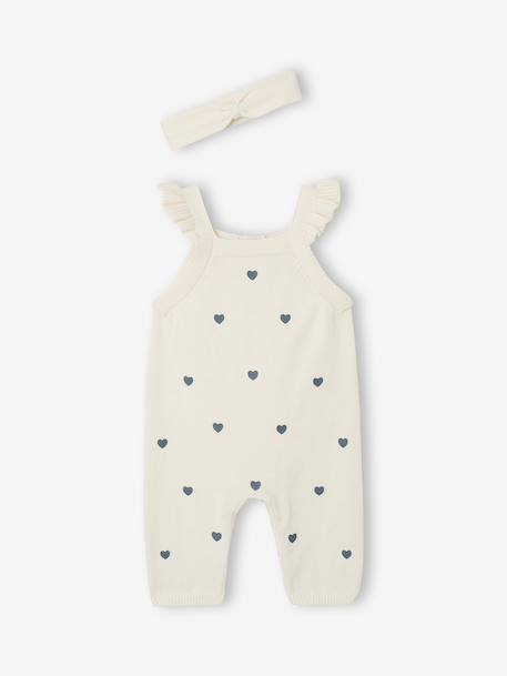 Babypakje salopet voor meisjes en haarband ecru - vertbaudet enfant 