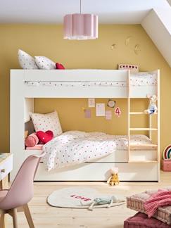 Chambre et rangement-Chambre-Lit superposé enfant 90x190cm avec tiroirs et bibliothèque