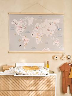 Linge de maison et décoration-Décoration-Cadre, affiche, pêle-mêle-Carte mappemonde animaux murale