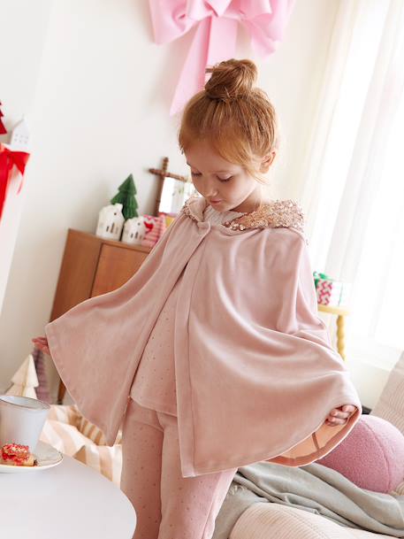 Set pyjama voor meisjes met cape en pailletten roze (poederkleur) - vertbaudet enfant 