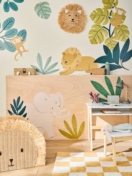 Opbergmand leeuw van papierkoord en raffia beige - vertbaudet enfant 