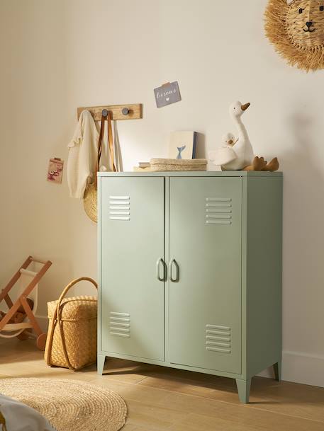 Armoire basse en métal, 2 portes vert - vertbaudet enfant 