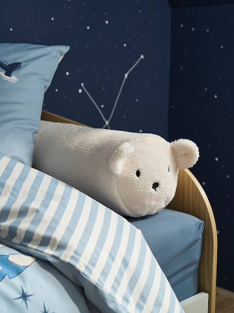 Sherpa rolkussen met aanpasbare naam en afbeelding van een beertje ecru - vertbaudet enfant 