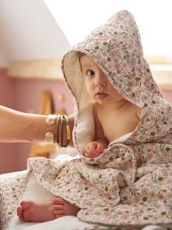 Linge de maison et décoration-Linge de bain-Cape de bain-Cape de bain gaze de coton personnalisable + gant de toilette FLORA