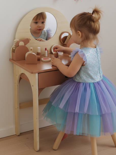 Coiffeuse + tabouret avec accessoires en bois FSC® caramel - vertbaudet enfant 