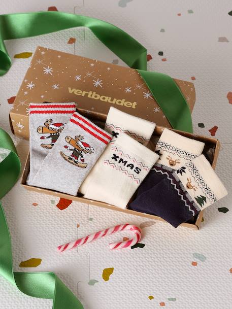Garçon-Coffret de 3 paires de chaussettes Noël garçon en maille bouclette
