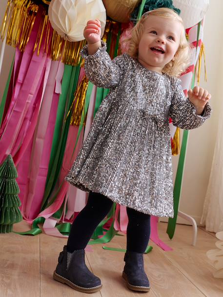 Robe bébé fille à sequins noël argent+or - vertbaudet enfant 
