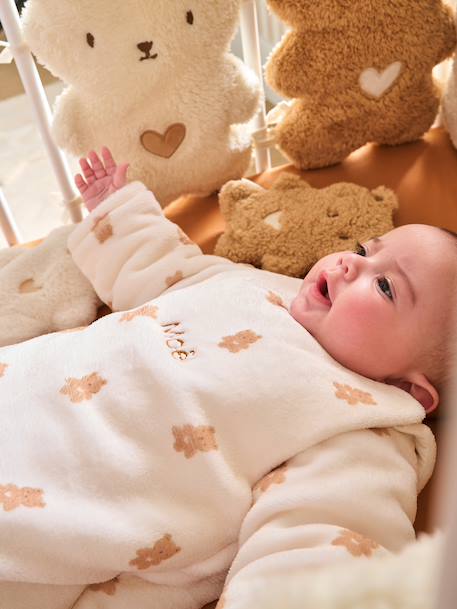 PETIT OURS trappelzak met lange afneembare mouwen wit, bedrukt - vertbaudet enfant 