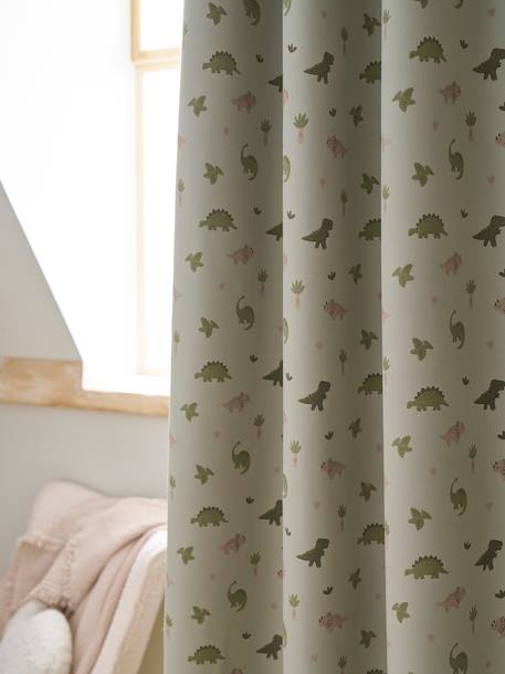 Rideau à oeillets occultant phosphorescent Dinosaures Minisaurus vert sauge - vertbaudet enfant 