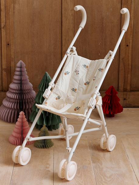 Grande poussette canne pour poupon RETRO FLOWER écru - vertbaudet enfant 
