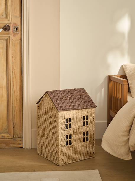Panier Maison en corde de papier beige - vertbaudet enfant 