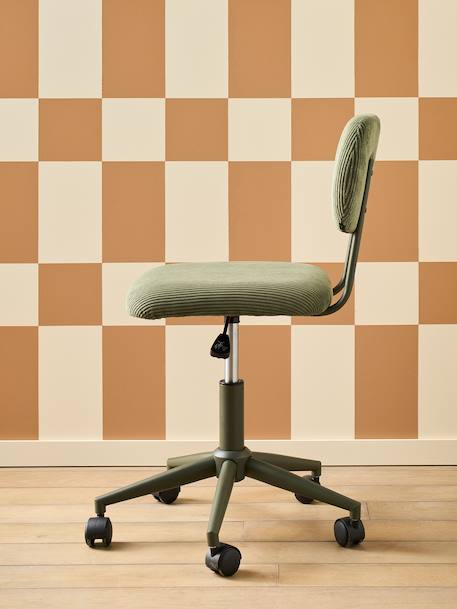 Chaise de bureau à roulettes enfant en velours rose+vert - vertbaudet enfant 