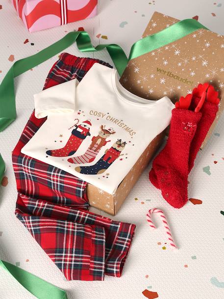 Coffret Noël pyjama et chaussettes fille rouge - vertbaudet enfant 