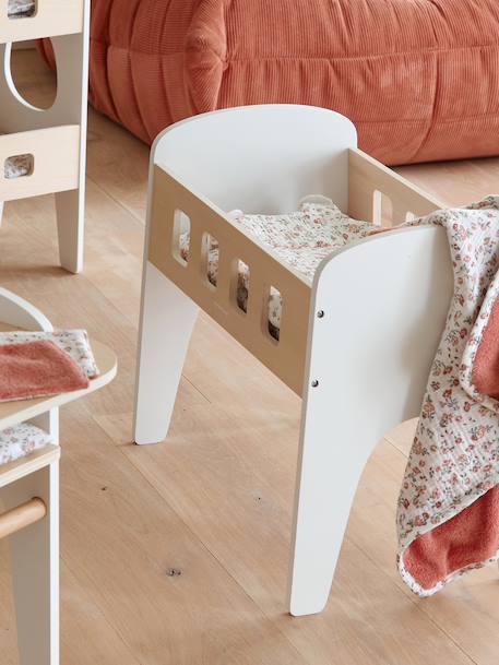 Lit poupon en bois FSC® blanc+bois - vertbaudet enfant 