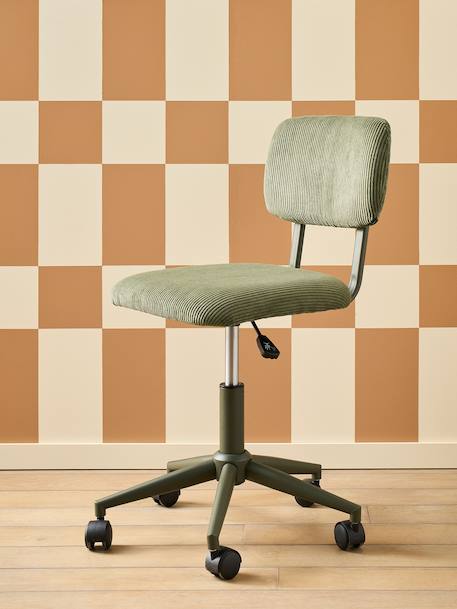 Chaise de bureau à roulettes enfant en velours rose+vert - vertbaudet enfant 