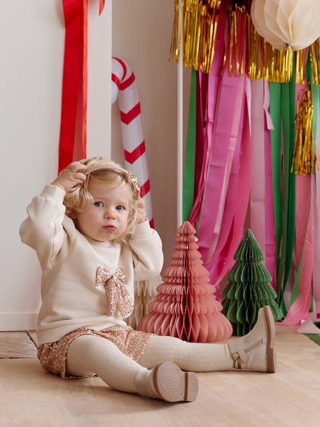 Ensemble bébé fille noël sweat short à sequins or - vertbaudet enfant 