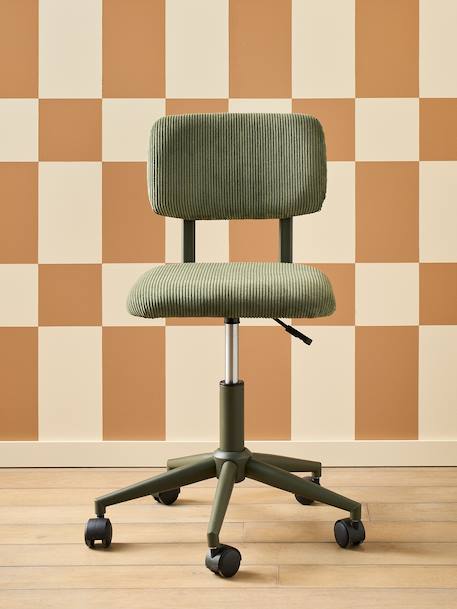 Chaise de bureau à roulettes enfant en velours rose+vert - vertbaudet enfant 