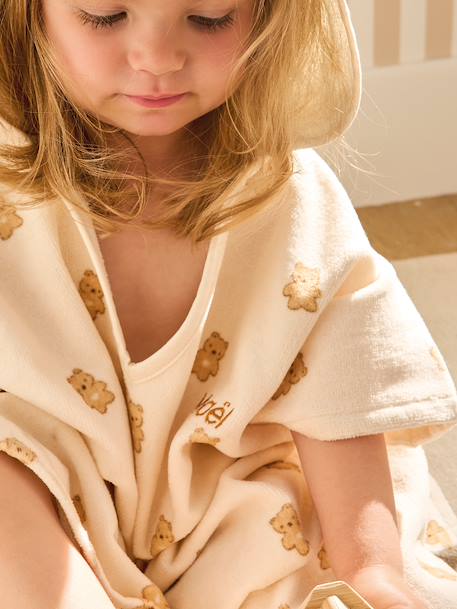 Poncho de bain bébé personnalisable PETIT OURS, avec coton recyclé blanc imprimé - vertbaudet enfant 