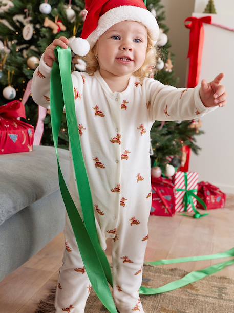 Ensemble bébé noël pyjama bonnet mixte capsule fratrie écru - vertbaudet enfant 