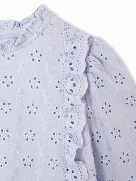 Blouse bébé broderie anglaise à volants blanc+bleu ciel+rose bonbon - vertbaudet enfant 