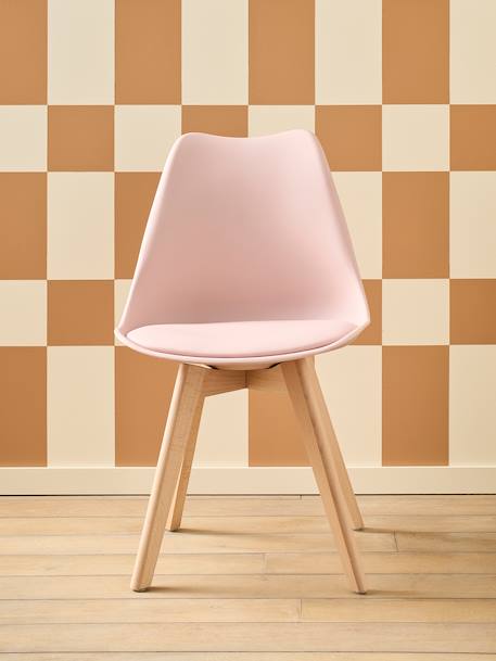 Chaise enfant primaire Scandinave blanc+rose+vert - vertbaudet enfant 