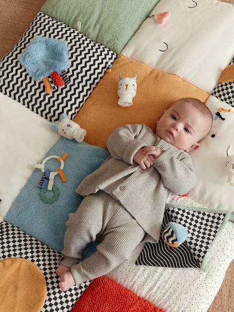 Tapis d'éveil moelleux et ludique bleu+écru+marron+multicolore+noir+rouge - vertbaudet enfant 
