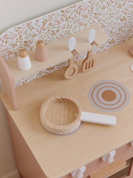 Cuisine en bois FSC® avec accessoires écru+rose+vert sauge - vertbaudet enfant 
