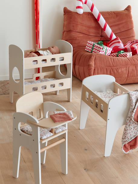 Lit poupon en bois FSC® blanc+bois - vertbaudet enfant 