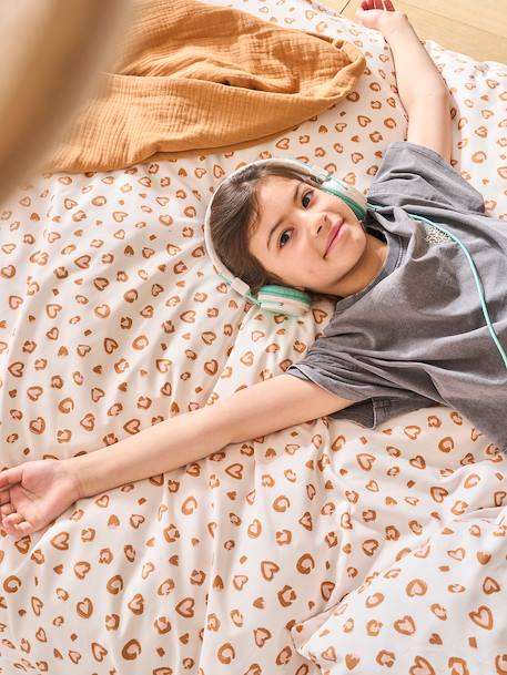 Beddengoedset voor kinderen dekbedovertrek + kussensloop LEOPARD, met gerecycled katoen wit, bedrukt - vertbaudet enfant 