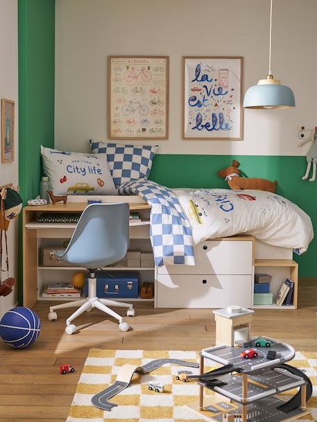 Lit enfant 90x190cm combiné avec bureau et rangement TEEN blanc - vertbaudet enfant 