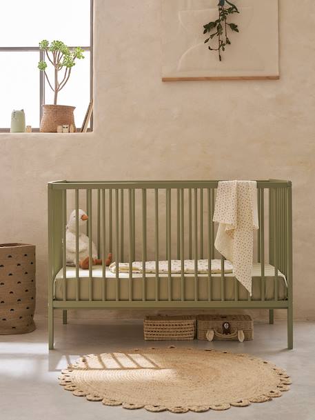 Lit bébé Cocoon bois+noyer+vert - vertbaudet enfant 