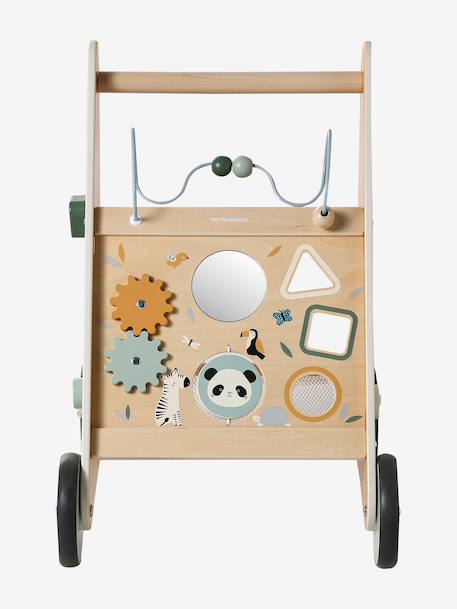 Loopwagen met remmen GREEN FOREST van FSC®-hout geel+rood - vertbaudet enfant 